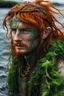 Placeholder: determing wet pirate nereid male with seaweed in auburn hair