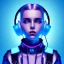 Placeholder: woman teenager, headphones, retro futuristic, braun, shaved hair, leather, gradient color, BLUE, PINK, CYAN, neon, insanely detailed, 16k resolution, perfect eyes, cinematic smooth, intricate detail