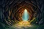 Placeholder: Mysterious cave entrance in anime style, medieval