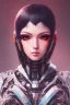 Placeholder: Futuristic anime cyborg, portrait from waist up, intricate eyeliner, vibrant eyeshadow, clear completion, soft lighting, 4k resolution, intricate details, insanely detailed, colorful cityscape background, masterpiece, expert, cinematic smooth, retroanime style, realistic details, no helmet, pastel hair color