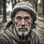 Placeholder: Stereotypical portrait of a polish rural homeless man