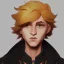 Placeholder: Portrait of a sweet 9 year old warlock blond curly hair boy with big lips Nick Harris style