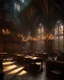 Placeholder: The picture is of the Hogwarts Magical School from the inside. The picture contains a wonderful and beautiful magical atmosphere with harmonious and attractive colors.4k quality