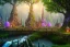 Placeholder: Immersive​ fantasy elven town city in the deep forest with ancient elder tree beautiful blossom nature river 4k full hd