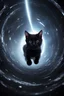 Placeholder: A young black cat falling trough a rift in space-time,spiral visuals, highly detailed, HD, 4k quality, cinematic lighting, seen trough a wide angle lens