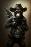 Placeholder: dark monkey cowboy with 2 pistols