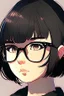 Placeholder: a close up of a person wearing glasses, kpop amino, flat icon, girl wearing round glasses, short black hair with bangs, dora the explorer as real girl, style of hajime isayama, profile picture 1024px, small round face, short bob hair, twitter pfp, photo of the girl, !!wearing modern glasses!!, || very anime