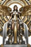 Placeholder: Photo Full body Lady Angel cyborg straddle wings, using traditional armor,detailed, intricate,gears cogs cables wires circuits, gold silver chrome copper,abstract background