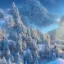 Placeholder: landscape winter with a snowman golden hour