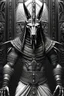 Placeholder: grayscale, Anubis, Egyptian god, angry, multiple textures, detailed clothing, hieroglyphs, contrasting light