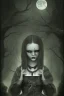 Placeholder: Wednesday Adams in 3d scary dark room Escher style