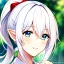 Placeholder: Clear focus, 8k, Elf, Rumiko Takahashi style, White hair, ponytail, hair in between the eyes, up close,