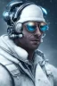 Placeholder: Snow man like a cyborg,with sunglasses,portrait,detail,textures,cinematic