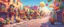 Placeholder: Background: colorful Mexican city street, sunny summer day, party, cobblestone, 3D vector cartoon asset, mobile game cartoon stylized, clean Details: colorful flowers, lights, daytime party, detailed. Camera: side angle, 90°, 35 mm. Lighting: colorful morning sky, LED lights. cartoon style