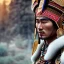 Placeholder: Kazakh tribes and Nama tribe face eachother, thread, embroidery, intricate detail, sharp focus, dynamic lighting, octane render, blender, Unreal Engine, high detail