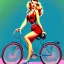 Placeholder: young woman riding a bike, pin up style