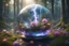 Placeholder: lightning sparkling flowers in floating glass balls, in forest, on lakeside in sunshine detailed matte painting, deep color, fantastical, intricate detail, splash screen, complementary colors, fantasy concept art, 8k resolution trending on Artstation Unreal Engine 5