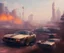 Placeholder: cyberpunk,landscape ,cars , cinamatic, highly detailed, close up, 4k , deep colours, gold , fire , red, purple,dark ,etheral , utopia , apocalypse,