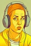 Placeholder: ugly woman with big nose and headphones