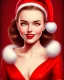 Placeholder: girl in red dress, close up portrait, Christmas, smiling, cute, beautiful, 1940s