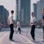Placeholder: iteawon city night pool team crossing the road drinking beer