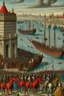 Placeholder: Make an image of Roman recapture of Constantinople from the turks in an alternate timeline in 1487, with the roman emperor entering the city gates with his army in triumph