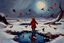 Placeholder: Gems and precious stones, little puddle, space, person, ice, winter, flying birds, fantasy, john singer sangent impressionisn painting