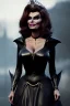 Placeholder: sophia loren as evil queen in black leather, angry, stern look, volumetric lighting, particales,highly detailed,cinematic, deep colours,8