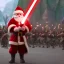 Placeholder: Santa lightsaber huge battle, against an army of robot elves