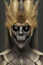 Placeholder: Realistic anime black metal corpsepaint Slipknot mask god with golden crown full body