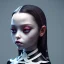 Placeholder: Famous Jenna ortega, wednesday addams make up, wednesday addams black dress, wednesday addams hair, hyper detail, octane render, unreal engine 5, photorealistic, 8k resulation