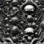 Placeholder: the source of future growth dramatic, elaborate emotive metallic Baroque and Rococo styles to emphasise death as a transcendental, seamless pattern, symmetrical, large motifs, sistine chapel ceiling, 8k image, sharp focus, gothic mothifs and (skulls:1) in rococo style, black metal forge, black colors, perfect symmetry, 3D, no blur, sharp focus, photorealistic, insanely detailed and intricate, cinematic lighting, Octane render, epic scene, 8K