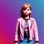 Placeholder: Jennifer lawrence toddler, full body, leather jacket, floral shirt, floral skirt, Nike sneaker, soft skin, city background, dramatic lighting, hyper realistic