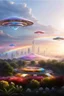 Placeholder: ufo rainbows, cité cristal très futuriste ultra moderne, ufos fleet, intergalactic, dômes de cristal, beautiful gardens , flowers
