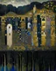 Placeholder: A haunted indigo castle painted by Gustav Klimt