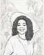 Placeholder: Outline art for coloring pages with oprah winfrey, white background, sketch style, only use black outline, white background, no shadows and well and clear outline