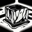 Placeholder: a HAND DRAWN BLACK AND WHITE ICE CUBE SITTING ON A SLICK BLACK SURFACE