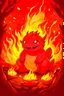 Placeholder: a pokemon, fire , legendary,cozy, detailed, cartoon style