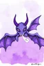 Placeholder: one-eyed one-horned flying purple people eater; ink wash; purple palette