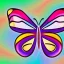 Placeholder: butterfly logo with rainbow marble background