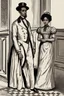 Placeholder: Mulatto siblings of older brother and younger sister in their thirties, dressed in sifancy mple 19th century clothing, standing in the hall of an elegant house