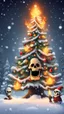 Placeholder: Christmas tree snow , Merry-x-mas decoration, tree, cartoon, Undertaker, fire and smog, Skull