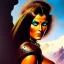 Placeholder: portrait oil on canvas, beautiful busty female Barbarian Warrior,green eyes, ,minimal armor,comic book cover, mystical colors,insanely detailed,realistic,intrincate detail, 16k resolution, masterpiece,Frank Frazetta,Alex Horley, Simon Bisley