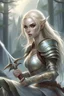 Placeholder: pretty woman, warrior, elf, blonde hair, fantasy, Skyrim, fighter, sword, elder scrolls, young