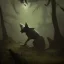 Placeholder: franz frazetta style, vampire bat lurking in the forest clearing, night