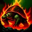 Placeholder: 90's fantasy tcg art of a molten lava turtle