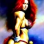 Placeholder: portrait of busty atletic young beautiful Red Sonja Boris Vallejo styles