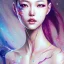 Placeholder: Asian woman, leaning pose, latex suit, realistic body, watercolor illustration by <agnes cecile>, full body, Gradient background, portrait, high lighting,