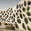 Placeholder: An olive-core-inspired building, presented in a contemporary abstract style.