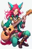 Placeholder: Teenaged Female kitsune paladin/bard with red, teal, and pink hair